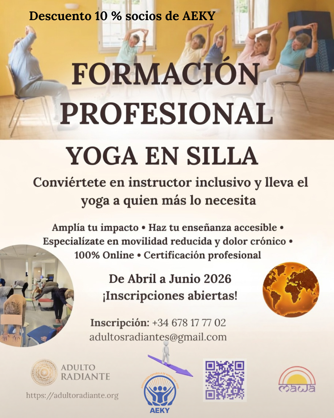 FORMACION YOGA EN SILLA - Adultos mayores, con movilidad reducida y/o dolor crónico.