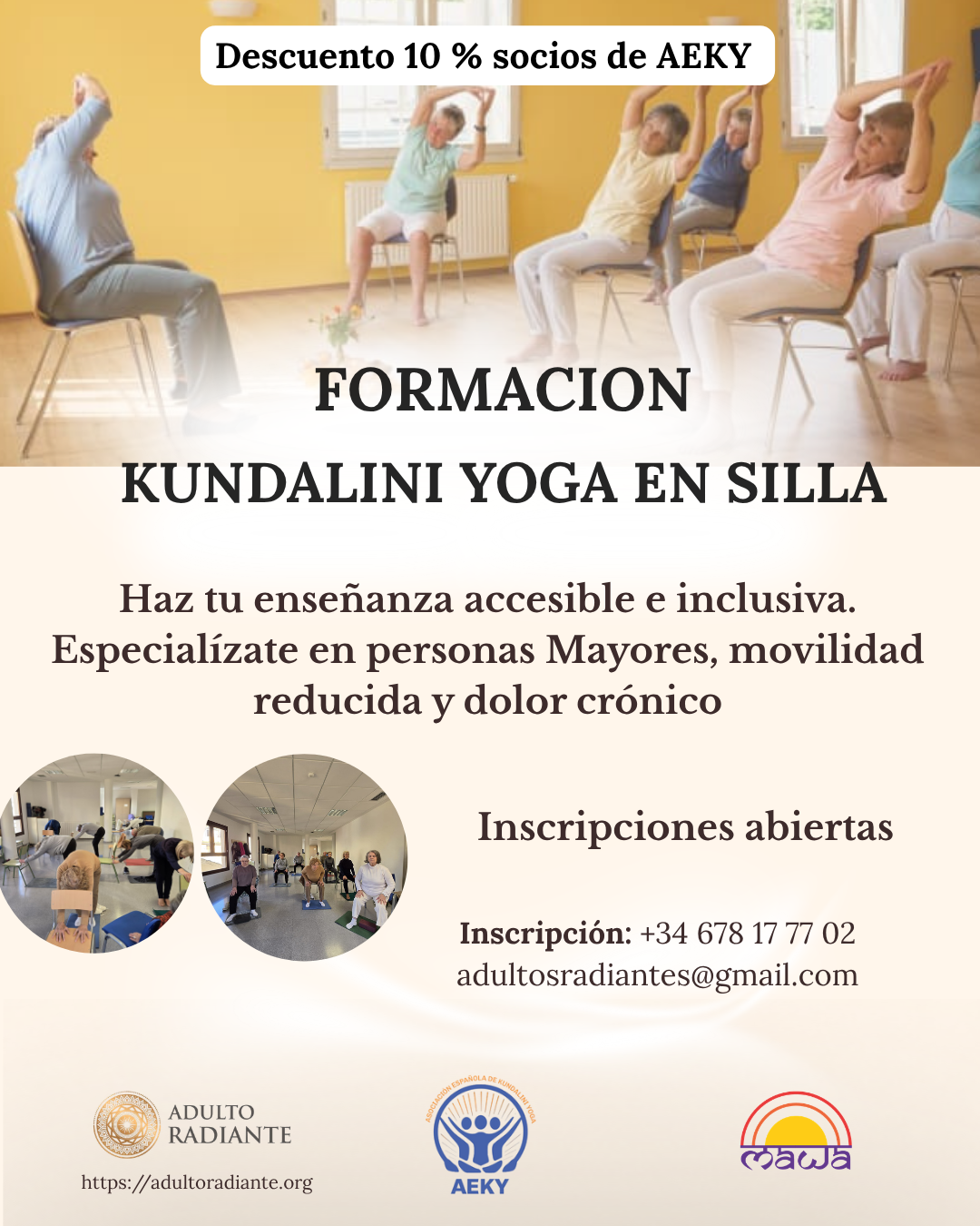 FORMACION KUNDALINI YOGA EN SILLA - Adultos mayores, con movilidad reducida y/o dolor crónico.